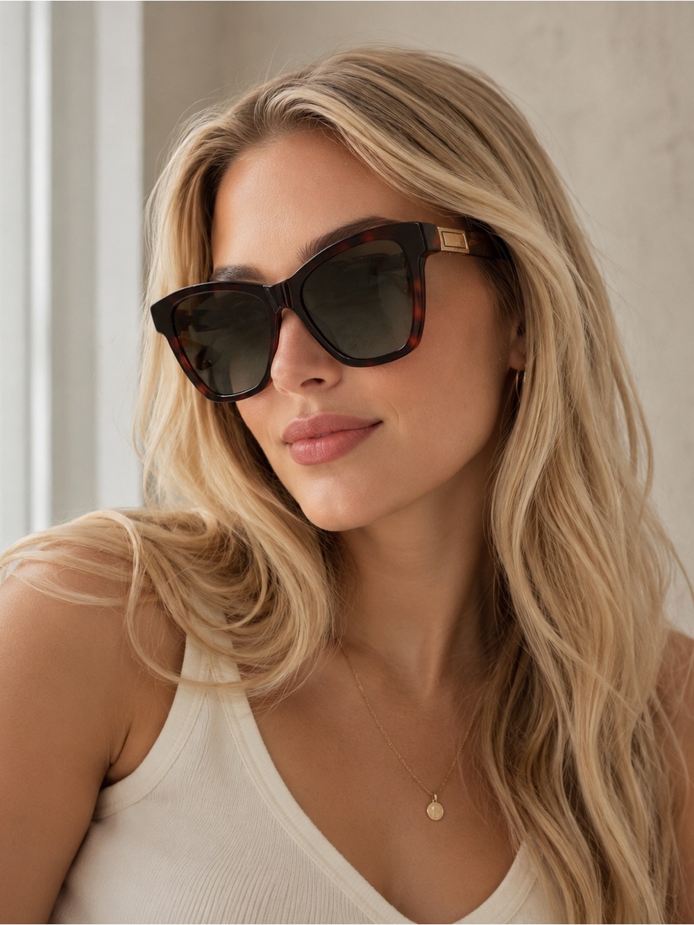 Fendi Peekaboo Tortoiseshell Oversized Sunglasses Gold Logo Designer Shades Case